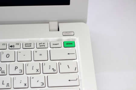 laptop keyboard close-up on an white backgroundの写真素材