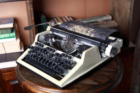 old printing machine with leaf
