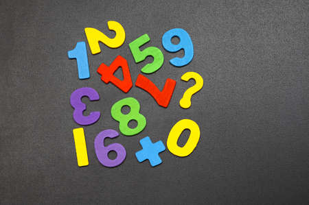 numbers randomly placed on the boardの写真素材