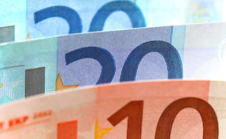 euro banknotes of various denominationsの写真素材
