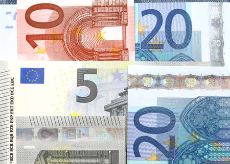 euro banknotes of various denominationsの写真素材