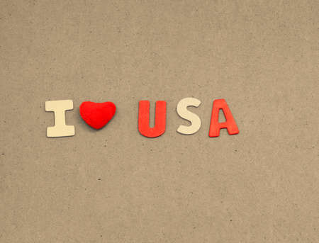 I love USA sign on wood boardの写真素材