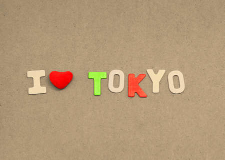 i love tokyo sign on wood boardの写真素材
