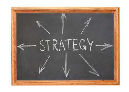 Written in white chalk on a blackboard - strategy