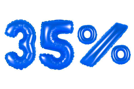 thirty five 35 percent from dark blue balloons on a white background. discounts and sales, holidays and educationの写真素材