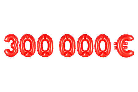 red alphabet balloons, three hundred thousand euros, red number and letter balloon