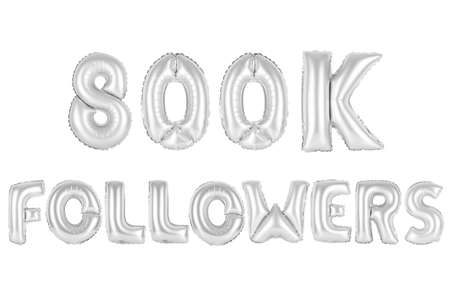 chrome (grey) alphabet balloons, 800K (eight hundred thousand) followers, chrome (grey) number and letter balloonの写真素材