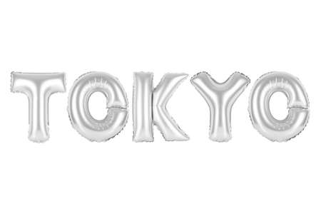 chrome (grey) alphabet balloons, Tokyo, chrome (grey) number and letter balloonの写真素材