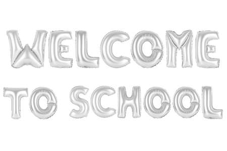 chrome (grey) alphabet balloons, welcome to school, chrome (grey) number and letter balloonの写真素材