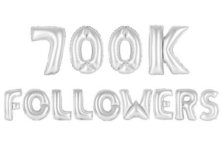 chrome (grey) alphabet balloons, 700K (seven hundred thousand) followers, chrome (grey) number and letter balloonの写真素材