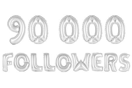 chrome (grey) alphabet balloons, 90K (ninety thousand) followers, chrome (grey) number and letter balloonの写真素材