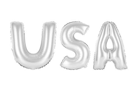 chrome (grey) alphabet balloons, USA abbreviation, United States of America, chrome (grey) number and letter balloonの写真素材
