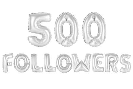 chrome (grey) alphabet balloons, 500 (five hundred) followers, chrome (grey) number and letter balloonの写真素材