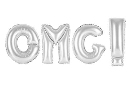 chrome (grey) alphabet balloons, acronym and abbreviation, omg, chrome (grey) number and letter balloonの写真素材
