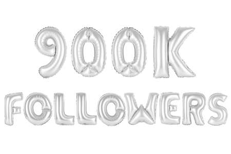 chrome (grey) alphabet balloons, 900K (nine hundred thousand) followers, chrome (grey) number and letter balloonの写真素材