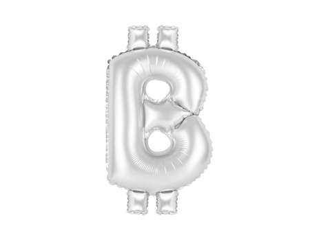 chrome (grey) alphabet balloons, bitcoin sign, chrome (grey) number and letter balloonの写真素材