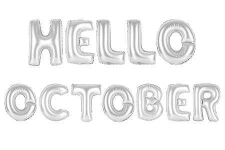 chrome (grey) alphabet balloons, hello october, chrome (grey) number and letter balloonの写真素材