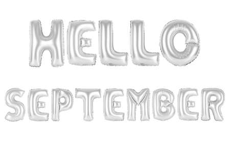 chrome (grey) alphabet balloons, hello september, chrome (grey) number and letter balloonの写真素材