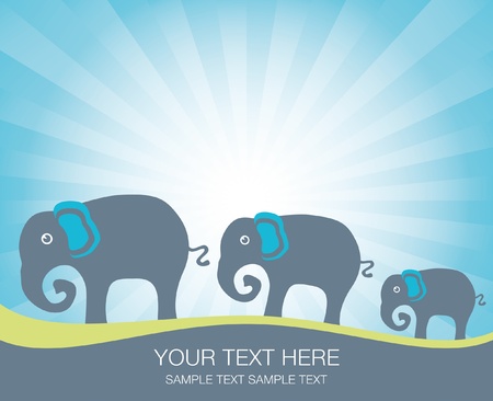 Elephant family at sunrise or sunset. のイラスト素材