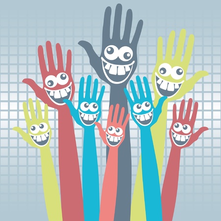 Crazy face hands design. のイラスト素材