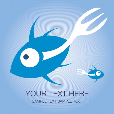 Fork tailed fish design with text space. のイラスト素材