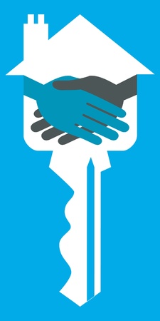 Property or real estate key handshake design. のイラスト素材