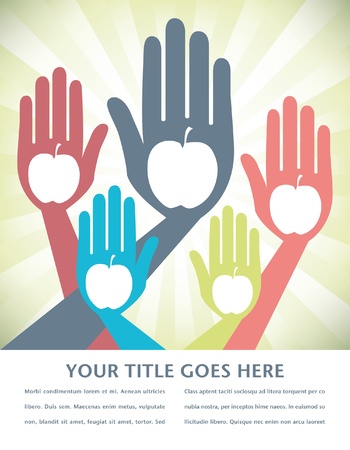 Healthy apple hands design with copy space. のイラスト素材