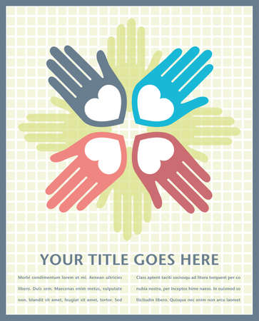 Colorful united loving hands design with space for text. のイラスト素材