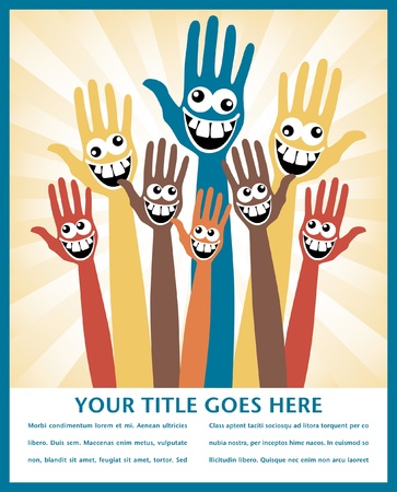 Crazy face hands design with copy space. のイラスト素材