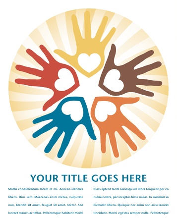 Circle of loving hands design with copy space. のイラスト素材