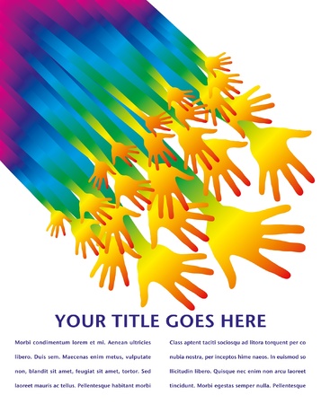 Rainbow hands vector design with copy space. のイラスト素材