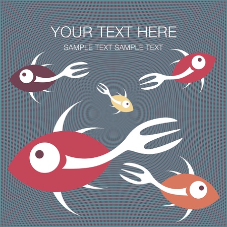 Fork tailed fish design with text spaceのイラスト素材