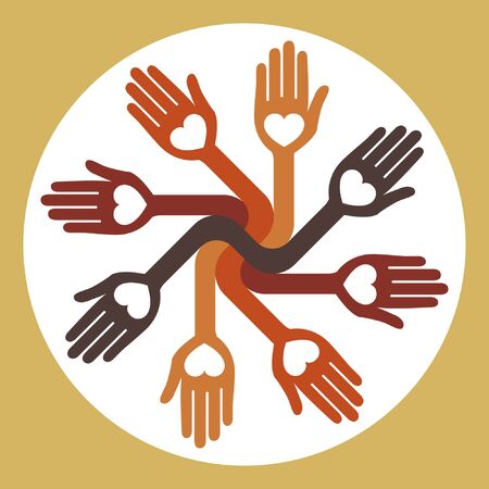Caring loving circle of hands design. のイラスト素材