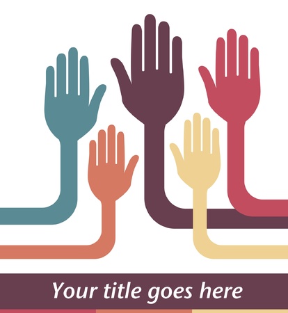 A united group of hands vector design with copy space. のイラスト素材