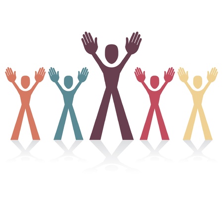 Person standing out from the crowd illustration. のイラスト素材