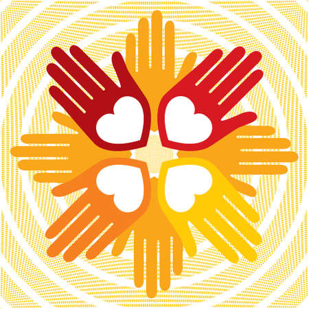 Colorful united loving hands design. のイラスト素材