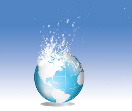 World globe with water splashの写真素材