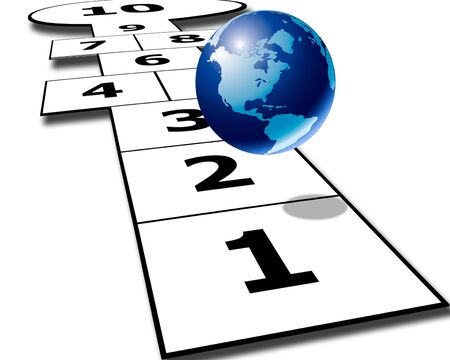 Earth playing hopscotchの写真素材