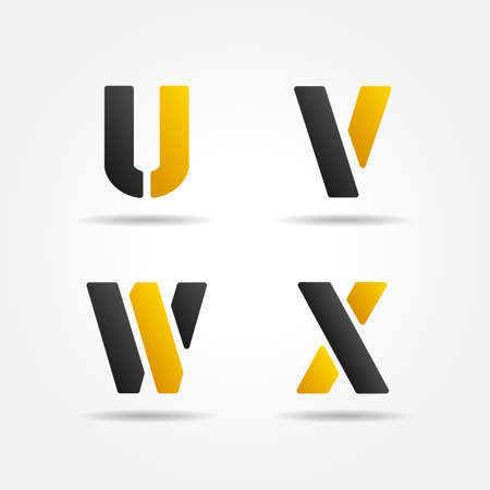 uvwx yellow stencil lettersのイラスト素材