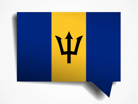 Barbados flag paper 3d realistic speech bubble on white backgroundのイラスト素材