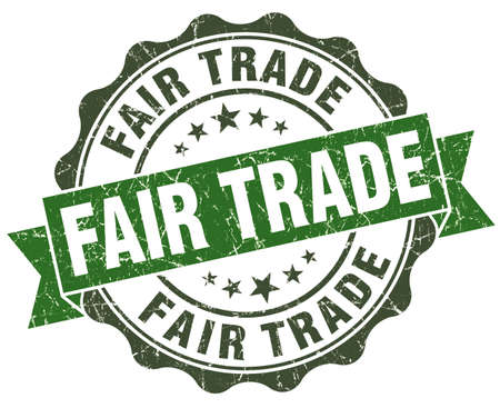 Fair trade green grunge retro style isolated sealの写真素材