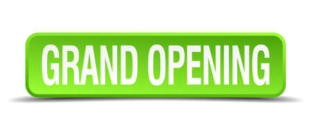 grand opening green 3d realistic square isolated button grand opening green 3d realistic square isolated button