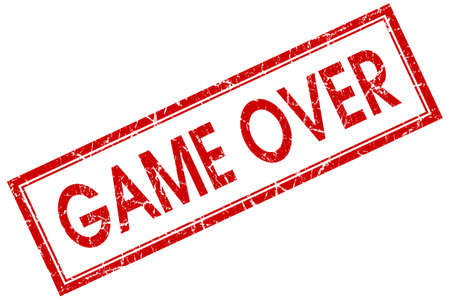 game over red square stamp isolated on white backgroundの素材