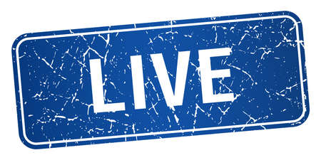 live blue square grunge textured isolated stampのイラスト素材