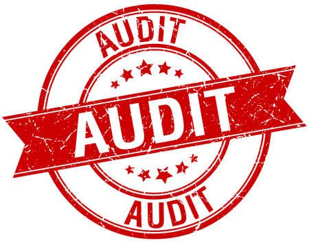 audit grunge retro red isolated ribbon stampのイラスト素材