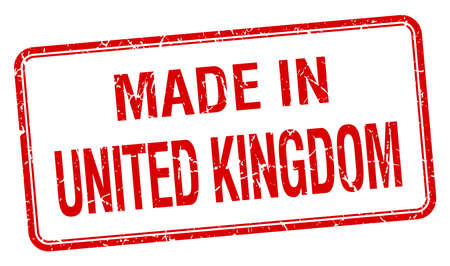 made in United Kingdom red square isolated stampのイラスト素材