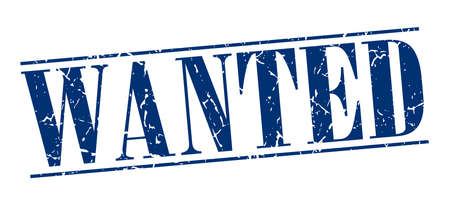 wanted blue grunge vintage stamp isolated on white backgroundのイラスト素材