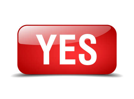yes red square 3d realistic isolated web button