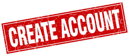 create account red square grunge stamp on whiteのイラスト素材