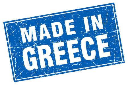 Greece blue square grunge made in stampのイラスト素材